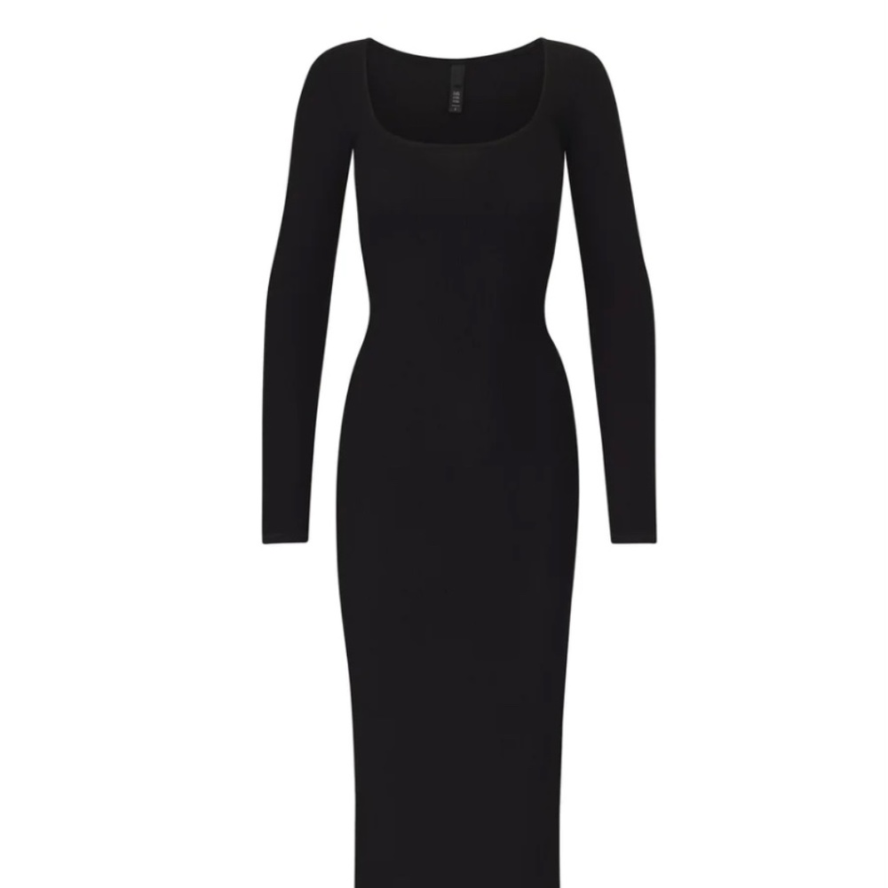 SKIMS *New* Rib Long Sleeve Dress - Onyx Large